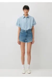 Mavi Cherry 90s Shaded Indigo Blue Jean Shorts -87070 - Image 3