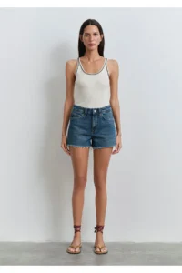 Mavi Cherry 90s Misty Dark Blue Jean Shorts -89732 - Image 3
