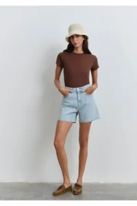 Mavi Verna Blue Premium Ice Blue Jean Shorts -89754
