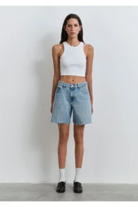 Mavi Lidia Real Blue Vintage Indigo Blue Jean Shorts -87088 - Image 3