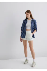 Mavi Logo Printed White Shorts -70000 - Image 2