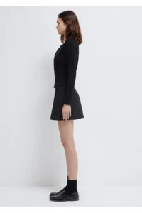 Mavi Slit Detailed Black Shorts Skirt -900 - Image 5