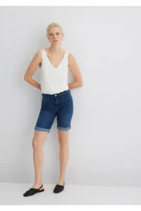Mavi Alexis Gold Classical Koyu Jeans Shorts - Image 2