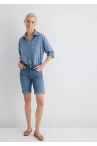 Mavi Alexis Gold Classical Puslu Open Jeans Shorts