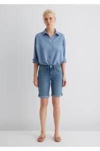 Mavi Alexis Gold Classical Puslu Open Jeans Shorts - Image 3