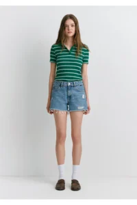 Mavi Rosie 90s Ripped Light Blue Jean Shorts 87077 - Image 3