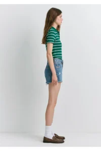 Mavi Rosie 90s Ripped Light Blue Jean Shorts 87077 - Image 6