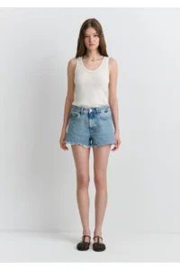 Mavi Rosie 90s Shaded Indigo Blue Jean Shorts 87078 - Image 3
