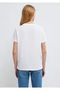 Mavi Miav Printed White T-Shirt Regular Fit / Normal Cut -620 - Image 5