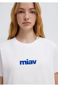 Mavi Miav Printed White T-Shirt Regular Fit / Normal Cut -620 - Image 6