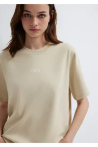 Mavi Logo Printed Beige T-Shirt Regular Fit / Normal Cut -70325