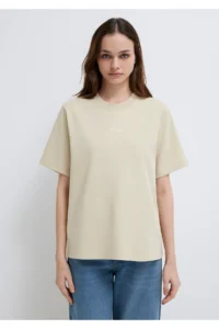 Mavi Logo Printed Beige T-Shirt Regular Fit / Normal Cut -70325 - Image 3