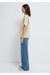 Mavi Logo Printed Beige T-Shirt Regular Fit / Normal Cut -70325 - Image 4