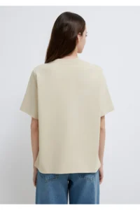 Mavi Logo Printed Beige T-Shirt Regular Fit / Normal Cut -70325 - Image 5