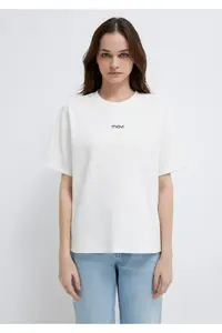 Mavi Logo Printed Interlock White T-Shirt Regular Fit / Normal Cut -80194 - Image 3