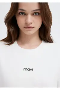 Mavi Logo Printed Interlock White T-Shirt Regular Fit / Normal Cut -80194 - Image 6