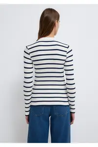 Mavi Button Detailed Striped T-Shirt Fitted -86625 - Image 6