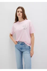 Mavi Morning Calls Printed Pink T-Shirt Loose Fit -71007 - Image 4