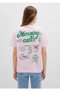 Mavi Morning Calls Printed Pink T-Shirt Loose Fit -71007 - Image 6