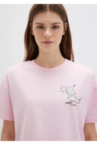 Mavi Morning Calls Printed Pink T-Shirt Loose Fit -71007 - Image 7