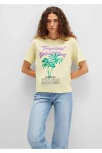 Mavi Beach Printed Yellow T-Shirt Regular Fit / Normal Cut -71319