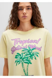 Mavi Beach Printed Yellow T-Shirt Regular Fit / Normal Cut -71319 - Image 6