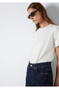 Mavi Ecru Basic T-Shirt Slim Fit / Slim Cut -80194 - Image 3