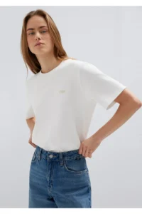 Mavi Jeans Printed Ecru T-Shirt Regular Fit / Normal Cut -80194