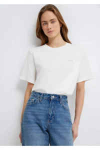 Mavi Jeans Printed Ecru T-Shirt Regular Fit / Normal Cut -80194 - Image 3