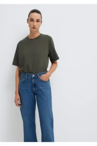 Mavi Khaki Basic Interlock T-Shirt Loose Fit / Loosely Comfortable Cut -71553 - Image 3