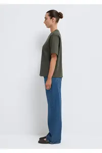 Mavi Khaki Basic Interlock T-Shirt Loose Fit / Loosely Comfortable Cut -71553 - Image 5