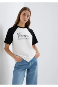 Mavi Printed Ecru T-Shirt Regular Fit / Normal Cut -70057