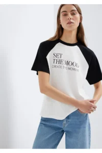 Mavi Printed Ecru T-Shirt Regular Fit / Normal Cut -70057 - Image 2