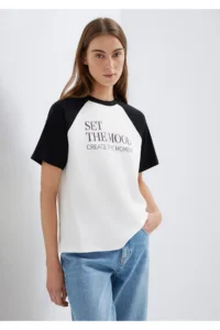 Mavi Printed Ecru T-Shirt Regular Fit / Normal Cut -70057 - Image 3