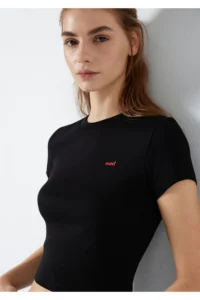 Mavi Logo Printed Black T-Shirt Fitted -900 - Image 2