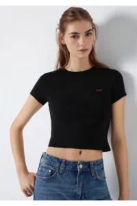 Mavi Logo Printed Black T-Shirt Fitted -900 - Image 3