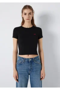 Mavi Logo Printed Black T-Shirt Fitted -900 - Image 4