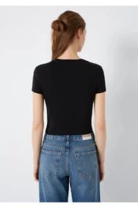 Mavi Logo Printed Black T-Shirt Fitted -900 - Image 6