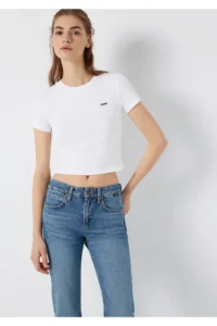 Mavi Logo Printed White T-Shirt Fitted -620 - Image 3