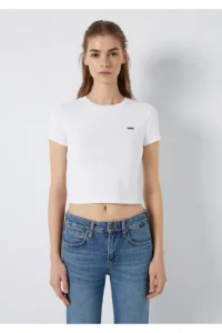 Mavi Logo Printed White T-Shirt Fitted -620 - Image 4