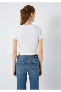 Mavi Logo Printed White T-Shirt Fitted -620 - Image 6