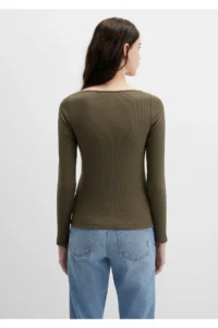 Mavi Long Sleeve Khaki T-Shirt Fitted -87538 - Image 4
