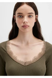 Mavi Long Sleeve Khaki T-Shirt Fitted -87538 - Image 5