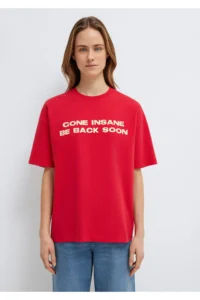 Mavi Slogan Printed Red T-Shirt Loose Fit -80791 - Image 3