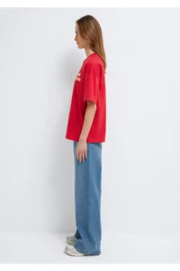 Mavi Slogan Printed Red T-Shirt Loose Fit -80791 - Image 4