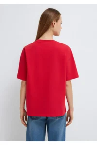 Mavi Slogan Printed Red T-Shirt Loose Fit -80791 - Image 5