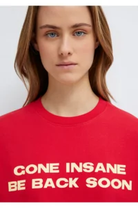 Mavi Slogan Printed Red T-Shirt Loose Fit -80791 - Image 6