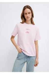 Mavi Slogan Printed Pink T-Shirt Regular Fit / Normal Cut -86953 - Image 2