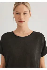 Mavi Textured Anthracite Basic T-Shirt Loose Fit -70087 - Image 7