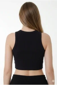 Nicoletta Women Crop Tank Top Wide Sleeveless Cotton Lycra - Image 2